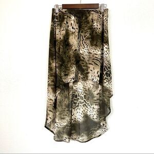 NWOT MOA USA Womens Leopard Print High Low Hem Skirt Size M